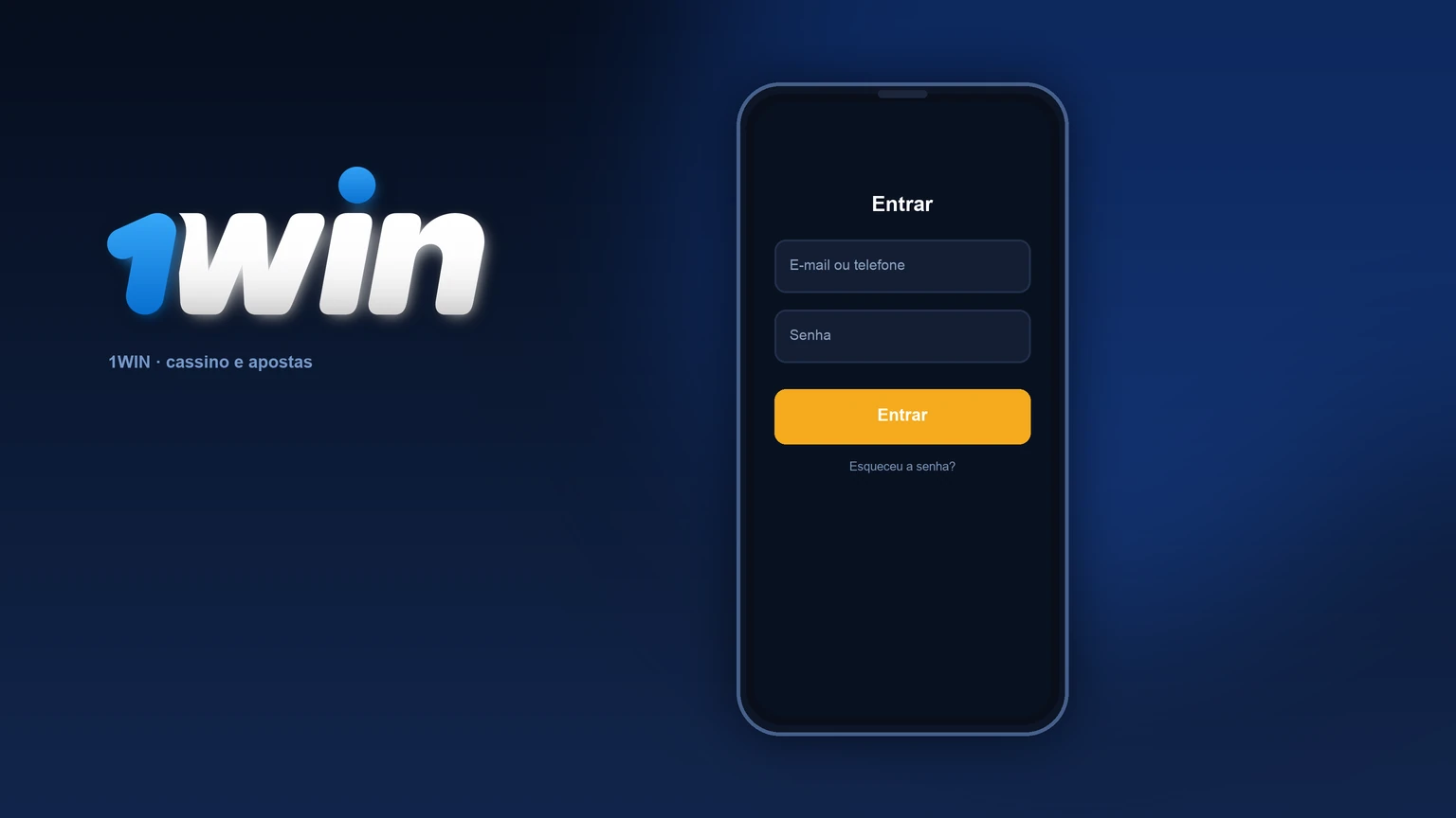 1win: janela de entrada — e-mail/telefone e senha