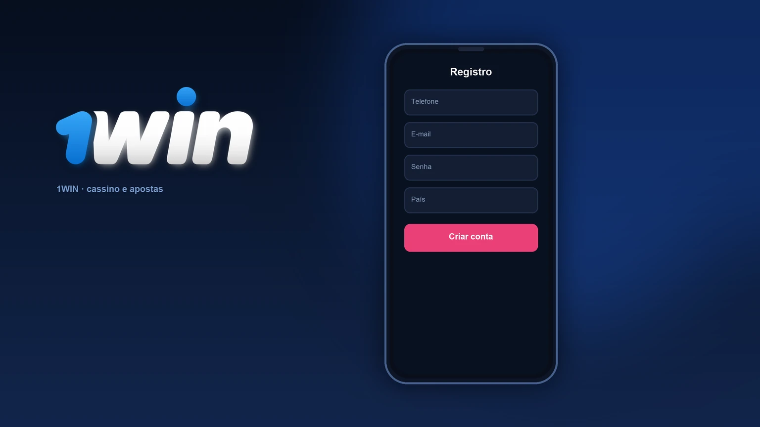 1win: formulário de registro — telefone, e-mail e senha