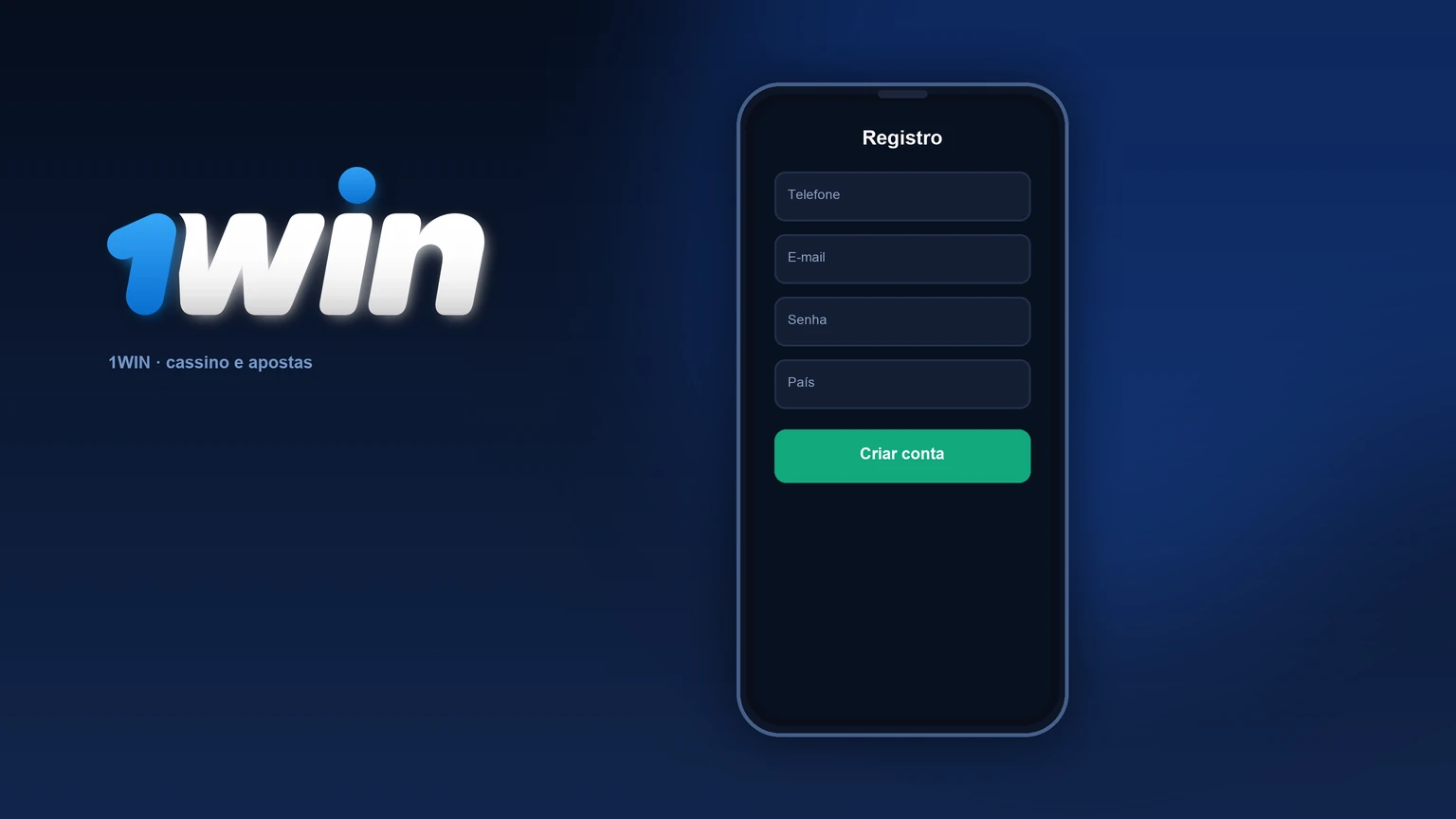 1win: formulário de registro — telefone, e-mail e senha