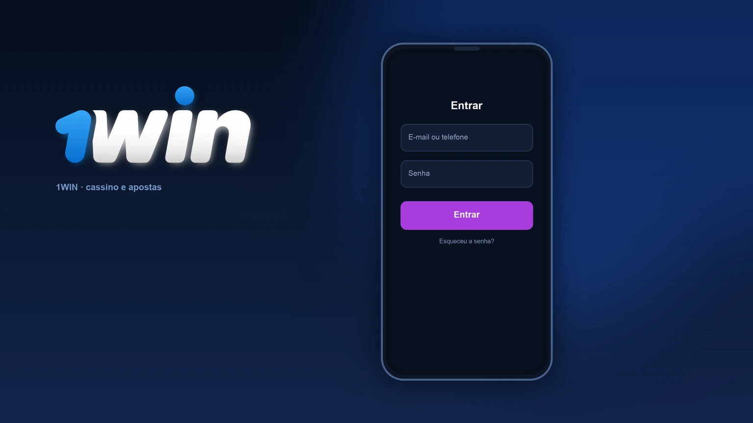 1win: janela de entrada — e-mail/telefone e senha