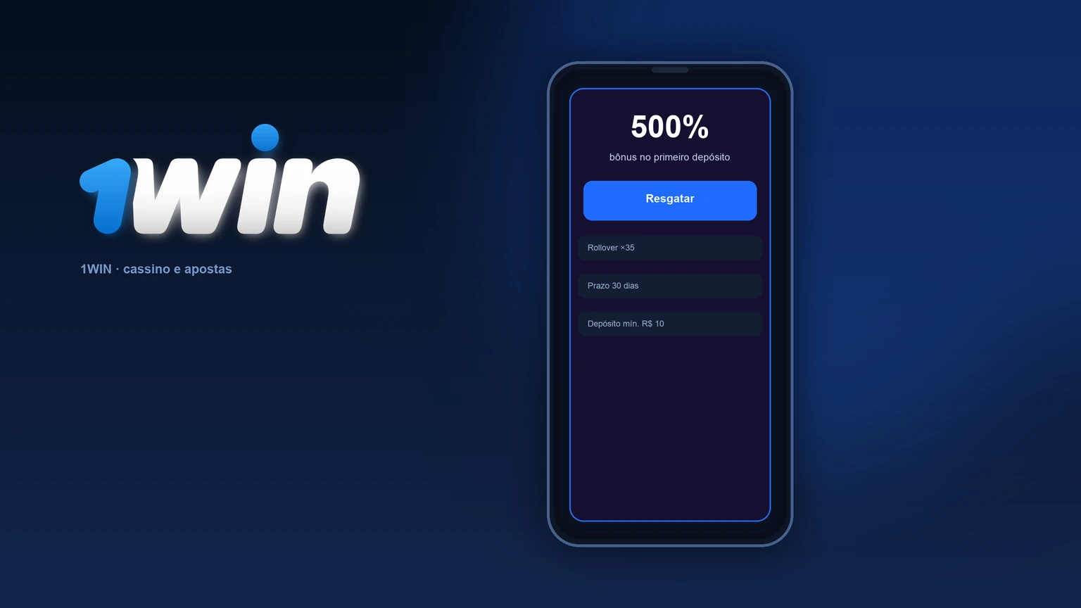 1win: tela de bônus — 500% no primeiro depósito